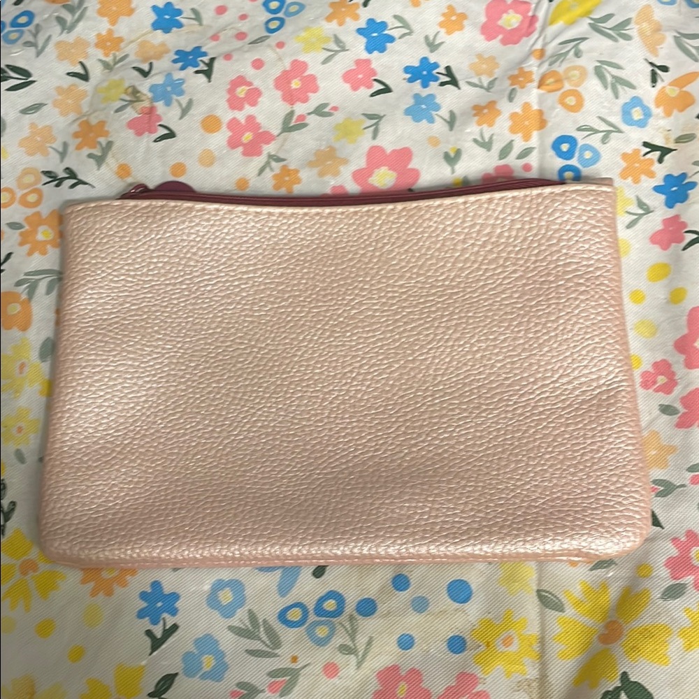 Chic Pink Cosmetic Bag with Textured Finish